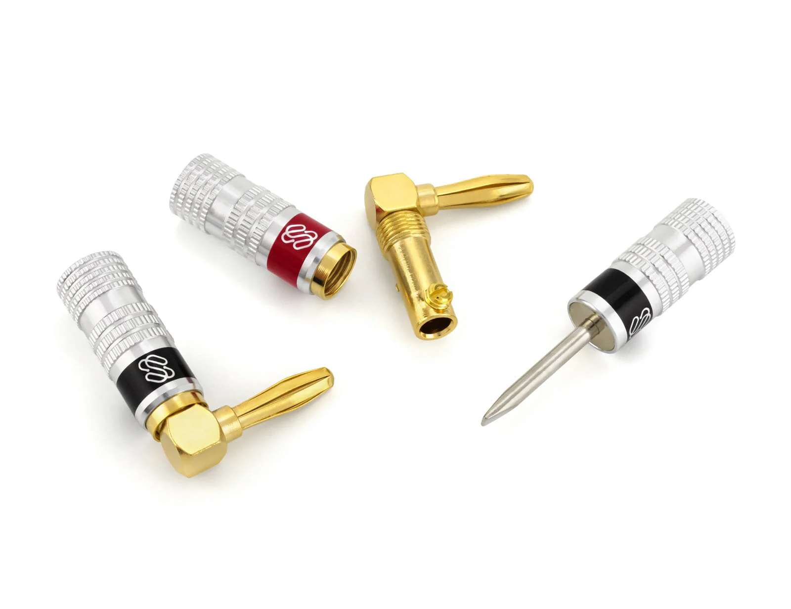 Silverback Right-Angle Banana Plugs (2024 Update) – Dual-Screw Lock, 24k Gold, Anti-Short Coating (Up to 10 AWG) - Image 5