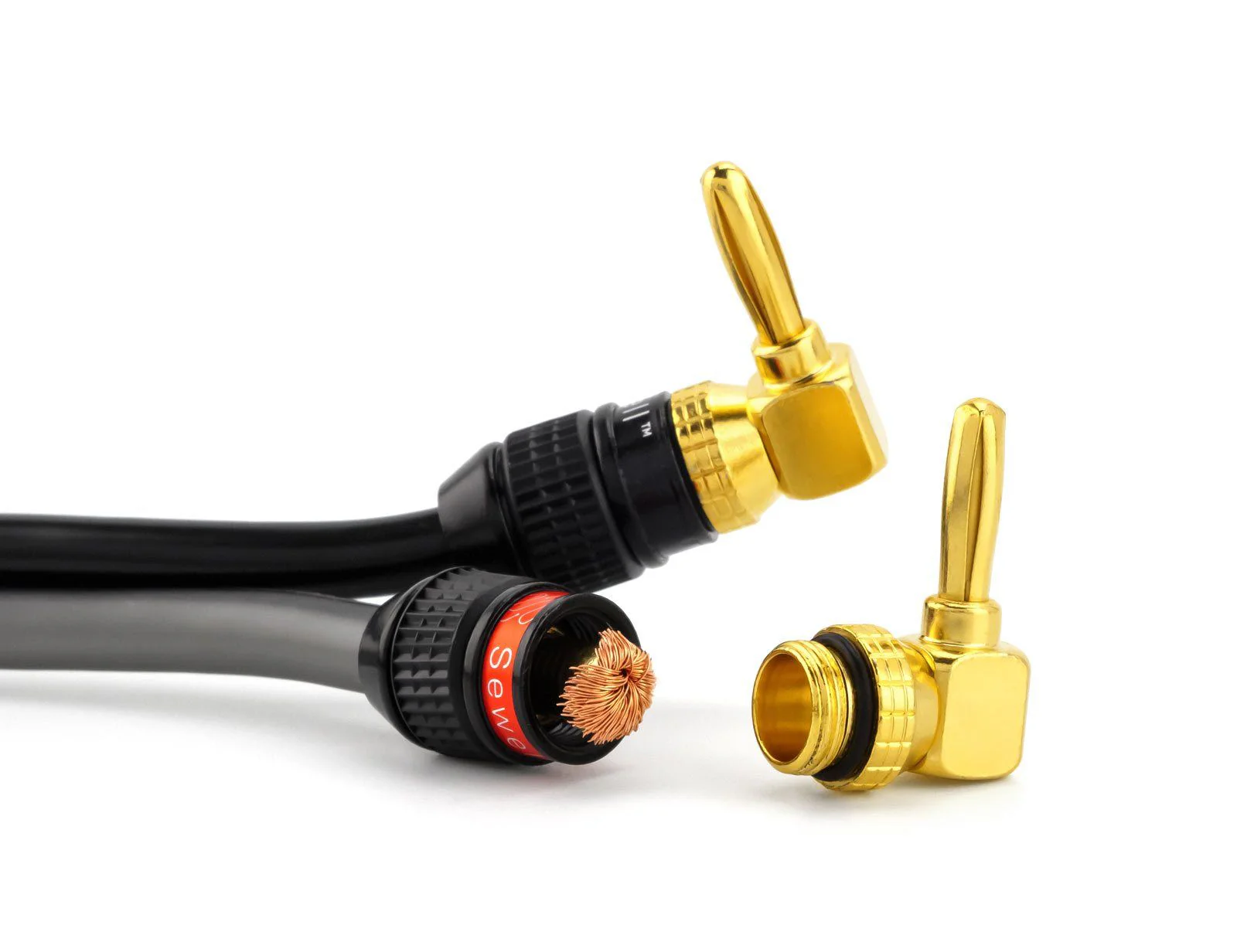 Deadbolt Right-Angle Banana Plugs – 24k Gold, Self-Crimp, Low-Profile Speaker Wire Connectors (Up to 10 AWG) - Image 4
