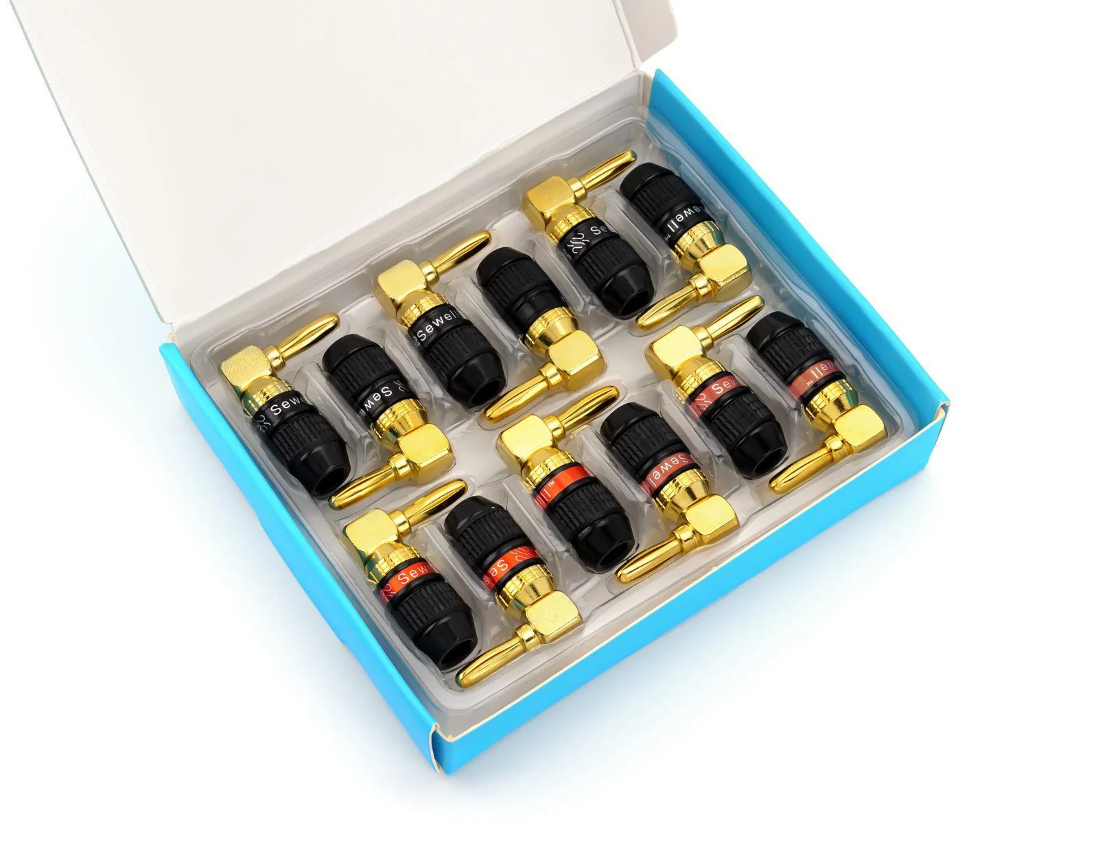 Deadbolt Right-Angle Banana Plugs – 24k Gold, Self-Crimp, Low-Profile Speaker Wire Connectors (Up to 10 AWG) - Image 6