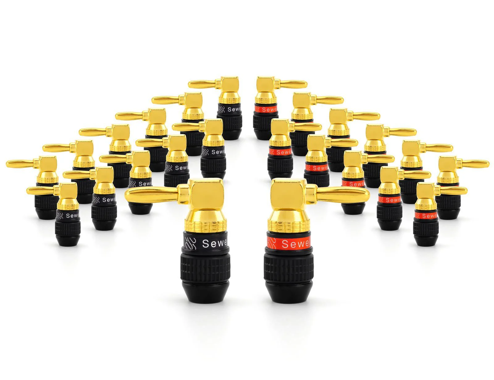 Deadbolt Right-Angle Banana Plugs – 24k Gold, Self-Crimp, Low-Profile Speaker Wire Connectors (Up to 10 AWG) - Image 7