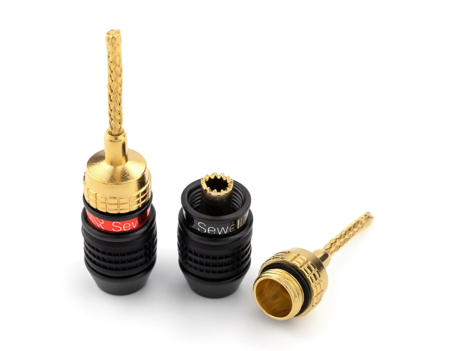Deadbolt Flex Pin Banana Plugs – Spring Terminal Connectors, 24k Gold, Up to 10 AWG Speaker Wire - Image 4