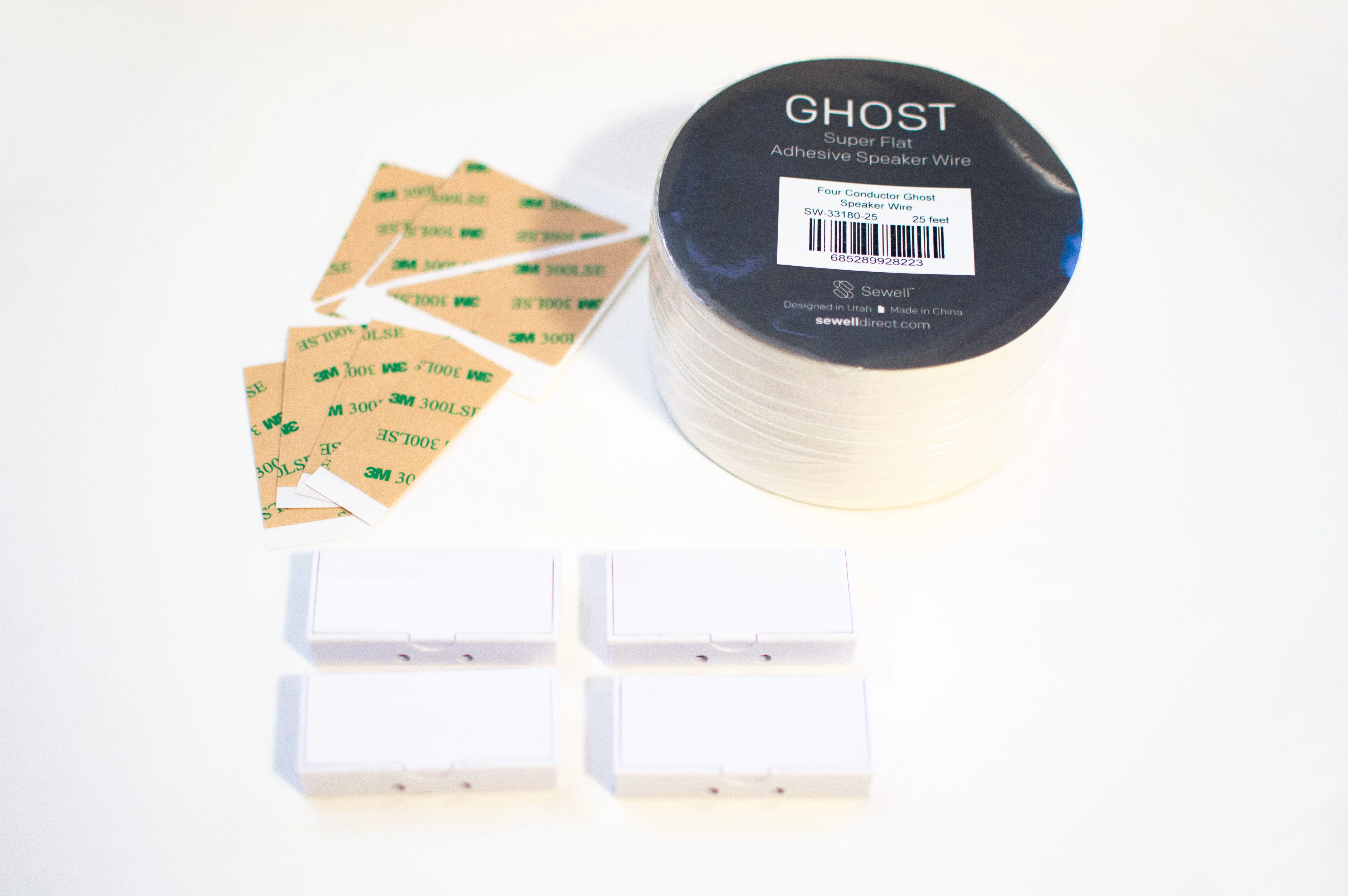 Ghost Wire 2.0 Flat Speaker Wire – Adhesive, Paintable, 16 AWG (2-Conductor) / 18 AWG (4-Conductor), White - Image 5