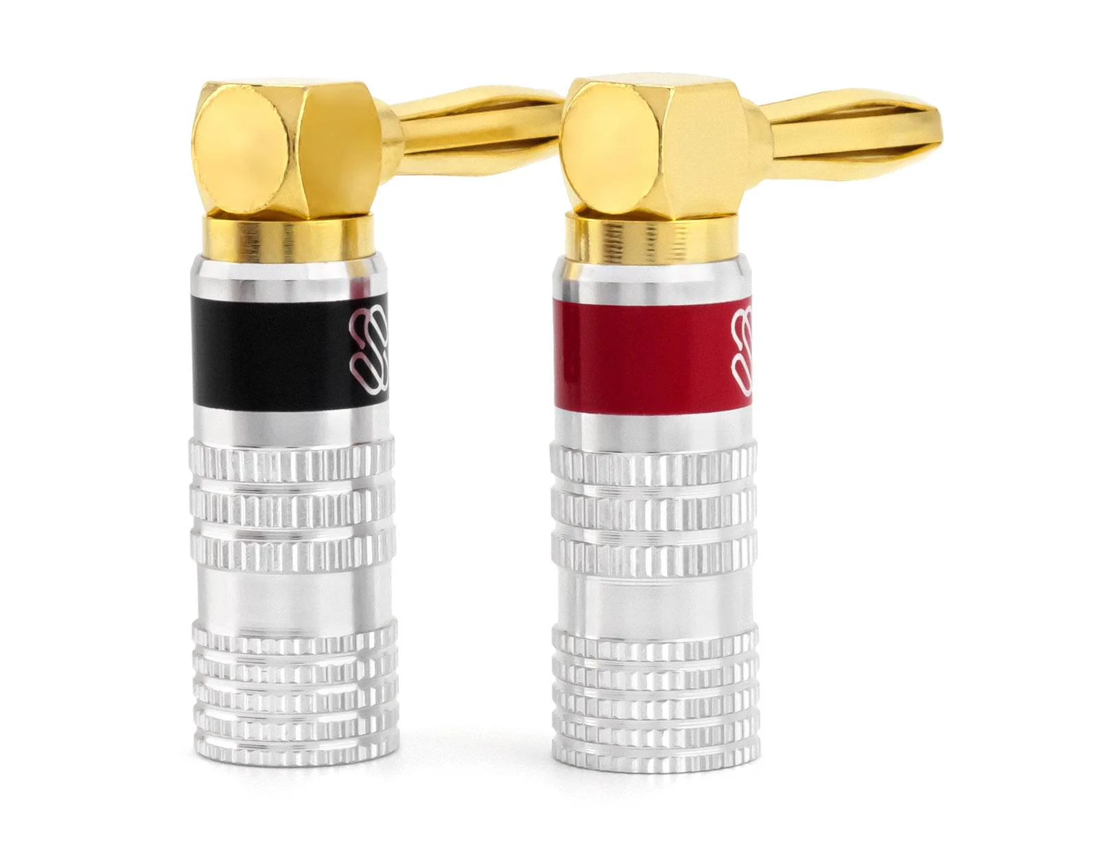 Silverback Right-Angle Banana Plugs – Dual-Screw Lock, 24k Gold, Low-Profile Connectors (Up to 10 AWG) - Image 3