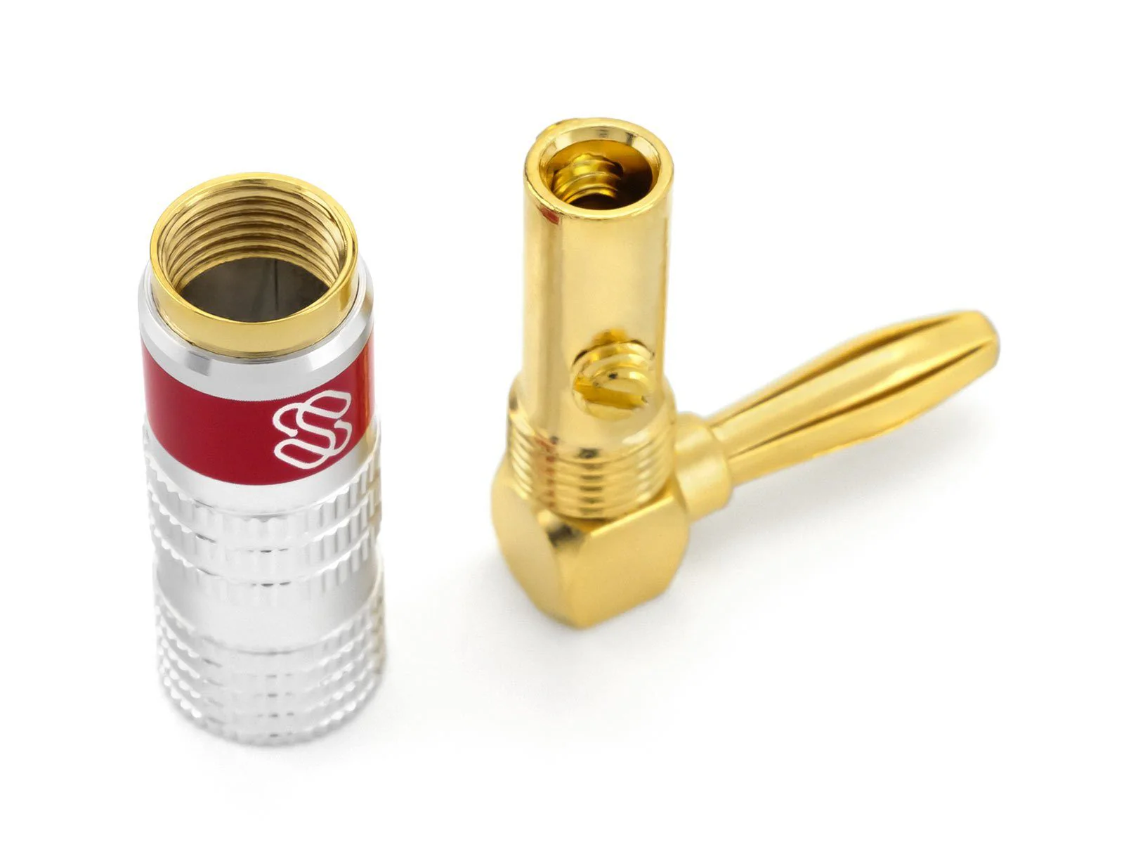 Silverback Right-Angle Banana Plugs – Dual-Screw Lock, 24k Gold, Low-Profile Connectors (Up to 10 AWG) - Image 5