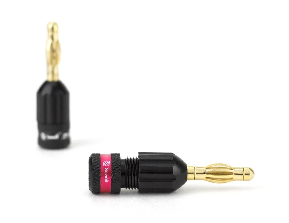 Strike Banana Plugs for Speaker Wire with V-Lock Technology, 24k Gold, Compact Solder-Free Connectors (12–18 AWG) - Image 5
